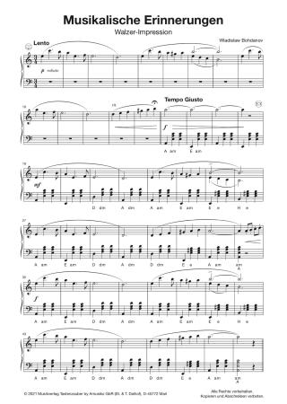 Musikalische Erinnerungen, Wladislaw Bohdanov, Akkordeon-Solo, Standardbass MII, Einzelausgabe, Walzer-Impression, mittelschwer, Akkordeon Noten