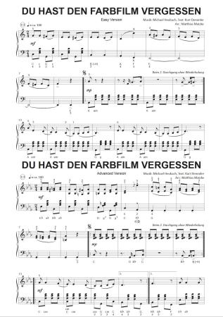 Du hast den Farbfilm vergessen, Michael Heumann, Kurt Demmler, Matthias Matzke, Einzelausgabe, Akkordeon-Solo, Standardbass MII, Nina Hagen, Automobil, Megahit, Schlager, 3 Versionen, leicht, easy Version, mittelschwer, advanced Version, schwer, artist Ve