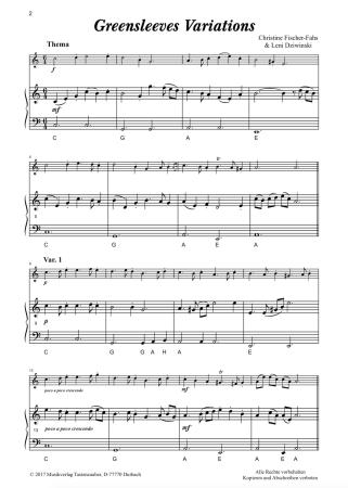 Greensleeves Variations, Christine Fischer-Fahs, Leni Dziwinski, Melodieinstrument in C und Akkordeon, Standardbass MII, mittelschwer, Wertungsstück, Wettbewerb, Wettbewerbsliteratur, Kammermusik, Duo, Duett, Akkordeon Noten