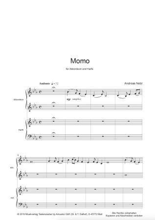 Momo, Andreas Nebl, Akkordeon, Harfe, Melodiebass MIII, leicht, Akkordeon Plus, Kammermusik, Duo, Duett, Akkordeon Noten