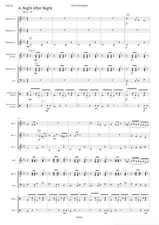 Travel Moments, Nils Aebersold, Akkordeon-Orchester, Akkordeon-Ensemble, Suite in 4 Sätzen, leicht-mittelschwer, Mittelstufe, Wettbewerbsliteratur, Wettbewerbsnoten, Wertungsstück, Originalkomposition, Originalmusik, Akkordeon Noten, Beispielseite