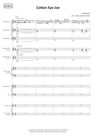 Cotton Eye Joe, Rednex, Hans-Günther Kölz, Akkordeonorchester, mittelschwer, Megahit, Folk Music, Folksong, Country-Musik, Eurodance, Akkordeon Noten, Beispielseite