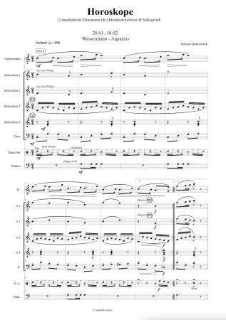 Horoskope, Helmut Quakernack, Akkordeon-Orchester, Akkordeon-Ensemble, Sternzeichen, 12 musikalische Miniaturen, mittelschwer-schwer, Akkordeon Noten, Notenbeispiel