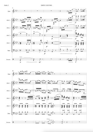 Maple Leaf Rag, Scott Joplin, Helmut Quakernack, Akkordeon-Orchester, Akkordeon-Ensemble, Ragtime, Klassiker, mittelschwer, Akkordeon Noten, Beispielseite