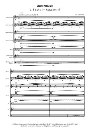 Preview: Ozeanmusik, Kai Armbruster, Akkordeon-Orchester, Akkordeon-Ensemble, Suite in 5 Sätzen, auch für kleine Besetzung, leicht, Originalkomposition, Originalmusik, Akkordeon Noten, Notenbeispiel