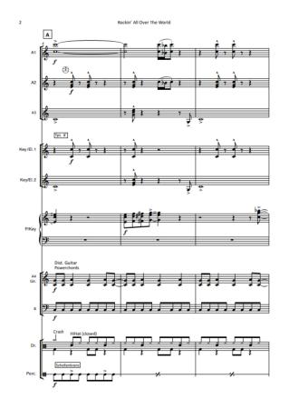 Preview: Rockin' All over the World, Status Quo, John C. Fogerty, Hans-Günther Kölz, Akkordeonorchester, Rock-Hymne, mittelschwer, Unterhaltungsmusik, Akkordeon Noten, Probeseite