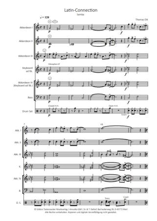 Preview: Latin-Connection, Thomas Ott, Akkordeon-Orchester, schwungvolle Samba, mittelschwer, Originalkomposition, Originalmusik, Akkordeon Noten, Notenbeispiel
