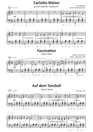 Einfach schöne Walzer, Alexander Jekic, Akkordeon-Solo, Standardbass MII, Spielheft, Soloband, Vorspiel, Konzert, Akkordeonunterricht, Musette, English Waltz, Folk, leicht, Anfänger, Wiedereinsteiger, inkl. Online-Audio, Akkordeon Noten, Blick in die Note
