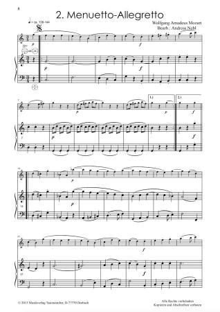 Divertimento 1, Wolfgang Amadeus Mozart, Andreas Nebl, Suite in 5 Sätzen Melodieinstrument in C oder Bb und Akkordeon Melodiebass MIII, mittelschwer, Wertungsstück, Wettbewerb, Wettbewerbsliteratur Nebl & Nebl, Akkordeon Plus, Kammermusik, Akkordeon Noten