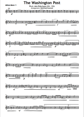 The Washington Post, John Philip Sousa, Gottfried Hummel, Akkordeonorchester, Marsch, leicht-mittelschwer, ​mit Easy-Stimme, Akkordeon Noten, The Washington Post March