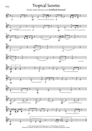 Tropical Sunrise, Gottfried Hummel, Akkordeonorchester, Exotic Latin Groove, Sommer, Sonne, Strand, Easy-Stimme, Kiddy-Stimme, leicht-mittelschwer, Originalkomposition, Originalmusik, Akkordeon Noten, Probeseite