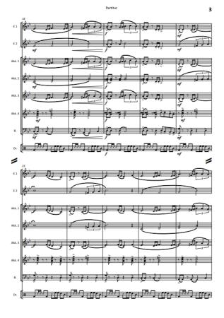 Two Tango, Ian Watson, Akkordeon-Orchester, mittelschwer, London Accordion Players, London Accordion Orchestra, Astor Piazzolla, im Stile dramatischer Filmmusik, Originalkomposition, Originalmusik, Akkordeon Noten, Blick in die Noten