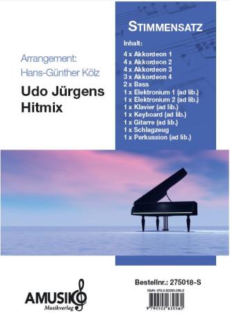 Udo Jürgens Hitmix, Udo Jürgens, Oliver Spiecker, Michael Kunze, Eckhart Hachfeld, Wolfgang Hofer, Hans-Günther Kölz, Medley für Akkordeonorchester, mittelschwer, Charterfolg, bekannte Titel, Potpourri, Akkordeon Noten