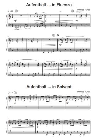 Unterwegs, Winfried Funda, Akkordeon-Solo, Standardbass MII, Melodiebass MIII, Spielheft, Solo-Band, 4 freitonale Spielstücke, schwer, Akkordeon Noten, Beispielseite