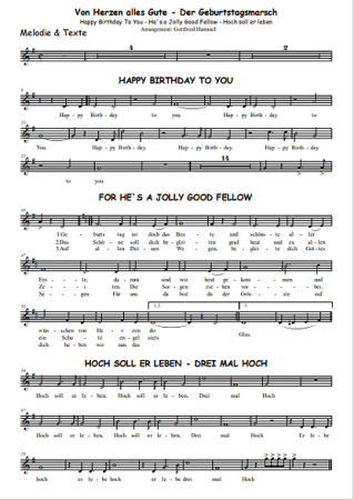 Von Herzen alles Gute - Der Geburtstagsmarsch, Gottfried Hummel, Akkordeon-Orchester, Medley, Potpourri, Geburtstagslieder, Ständchen, leicht-mittelschwer, mit Easy-Stimme, Akkordeon Noten, Einblick in die Noten