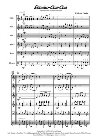 Schoko-Cha-Cha, Winfried Funda, Akkordeon-Orchester, leicht, Elementarstufe, Cha-Cha-Cha, Originalkomposition, Wertungsstück, Wettbewerbsliteratur, Wettbewerbsnoten, Originalmusik, Akkordeon Noten, Notenbeispiel