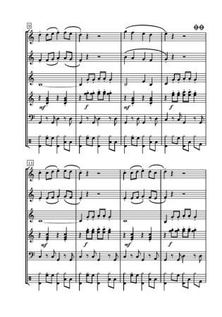 Schoko-Cha-Cha, Winfried Funda, Akkordeon-Orchester, leicht, Elementarstufe, Cha-Cha-Cha, Originalkomposition, Wertungsstück, Wettbewerbsliteratur, Wettbewerbsnoten, Originalmusik, Akkordeon Noten, Beispielseite