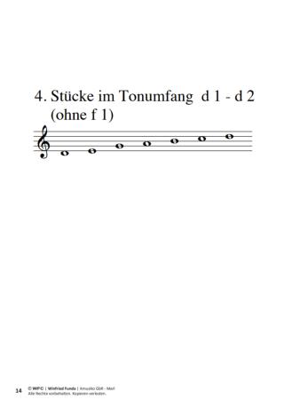 Musaik 1, Winfried Funda, Sopranblockflöte, Spielheft, Soloband, Anfänger, Einsteiger, Flöte spielen lernen, mit Online-Audio, sehr leicht-leicht, Originalkompositionen, Originalmusik, Noten für Flöte, Probeseite