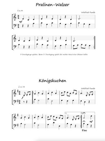 Süße Sachen für Naschkatzen, Winfried Funda, Klavier-Solo, Piano-Solo, Spielheft, Soloband, 13 kalorienfreie Klavierstücke, sehr leicht-leicht, Klavier Noten, Originalkompositionen, Originalmusik, Klavier spielen lernen, Beispielseite