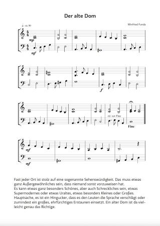 Daheim und unterwegs, Winfried Funda, Klavier-Solo, Piano-Solo, Spielheft, Soloband, musikalische Streifzüge, 6 Klavierstücke, leicht, Klavier Noten, Originalkompositionen, Originalmusik, Klavier spielen lernen, Notenbeispiel