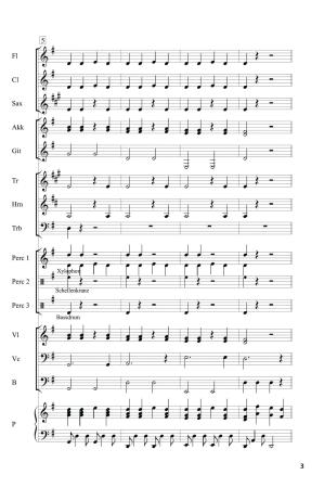 Ballonfahrt, Winfried Funda, Kunterbuntes Orchester, Originalkomposition, leicht, Noten für Schulorchester, Notenbeispiel