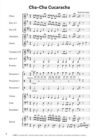 Cha-Cha Cucaracha, Winfried Funda, Kunterbuntes Orchester, Originalkomposition, inkl. Online-Audio, leicht, Noten für Schulorchester, Probeseite