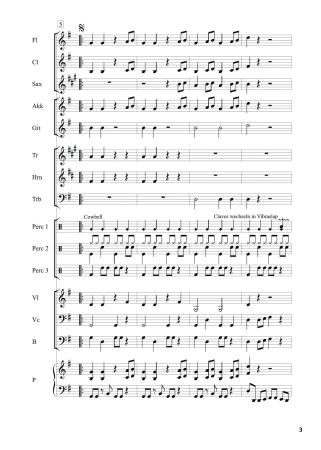 Cha-Cha Cucaracha, Winfried Funda, Kunterbuntes Orchester, Originalkomposition, inkl. Online-Audio, leicht, Noten für Schulorchester, Beispielseite