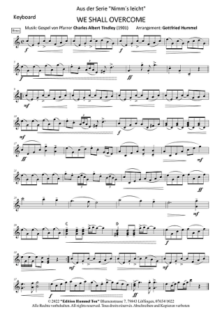 We Shall Overcome, Charles Albert Tindley, Gottfried Hummel, Akkordeonorchester, Gospelsong, leicht, Easy-Stimme, spirituelle Musik, Mutmacher in schweren Zeiten, Akkordeon Noten