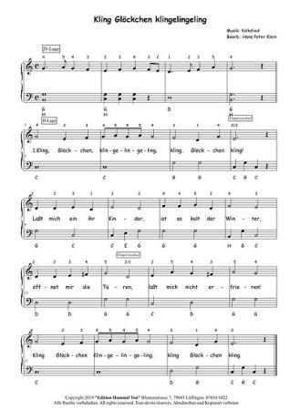 We wish you a merry Christmas, Hans Peter Klein, Akkordeon-Solo, Melodiebass, MIII, Freebass, Klavier, Spielheft, Soloband, Weihnachtslieder, leicht-mittelschwer, Akkordeon Noten, Klavier Noten, Probeseite 1