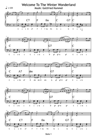 Welcome To The Winter Wonderland, Gottfried Hummel, Klavier-Solo, Piano-Solo, Keyboard-Solo, Akkordeon-Solo, Spielheft, Soloband, 10 winterliche Stücke, leicht, Originalkompositionen, Originalmusik, Klavier Noten, Piano Noten, Keyboard Noten, Akkordeon No