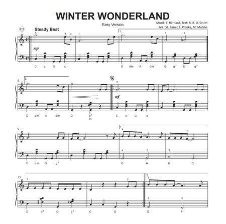 Winter Wonderland, Felix Bernard, Matthias Matzke, Lukas Proste, Stefan Bauer, Einzelausgabe, Akkordeon-Solo, Standardbass MII, Weihnachtslied, Weihnachtsklassiker, 3 Versionen, leicht, mittelschwer, schwer, Funk-Style, Groovy Christmas, Akkordeon Noten,