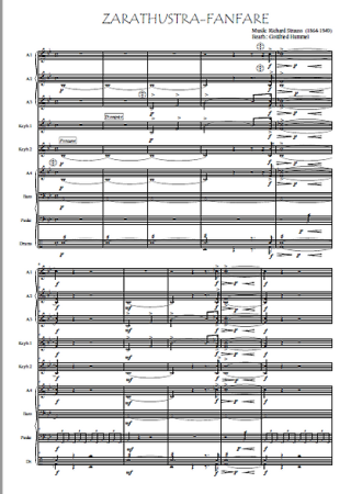 Zarathustra-Fanfare, Richard Strauss, Gottfried Hummel, Akkordeonorchester, Opening Also sprach Zarathustra, Konzertopener, Gänsehaut, mittelschwer, Akkordeon Noten