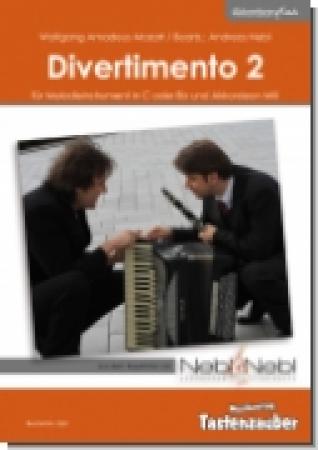 Divertimento 2, Wolfgang Amadeus Mozart, Andreas Nebl, Suite in 5 Sätzen Melodieinstrument in C oder Bb und Akkordeon Melodiebass MIII, mittelschwer, Wertungsstück, Wettbewerb, Wettbewerbsliteratur Nebl & Nebl, Akkordeon Plus, Kammermusik, Akkordeon Noten