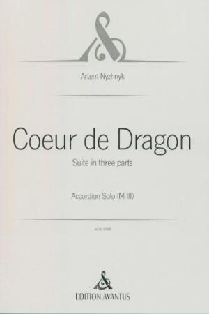 Cœur de Dragon, Artem Nyzhnyk, Akkordeon-Solo, Melodiebass MIII, Freebass, Suite in 3 Sätzen, schwer-sehr schwer, anspruchsvoll, Originalkomposition, Originalmusik, Konzertakkordeonisten, Studentinnen, Studenten, Akkordeon Noten, Cover