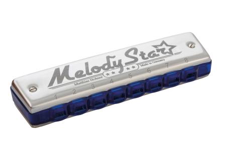 Hohner Melody Star C, Diatonische Mundharmonika, Tonumfang 2 Oktaven (c'-c'''), C-Stimmung, 4 Kanäle, 8 Löcher, ideal für Anfänger, Einzel- und Gruppenunterricht, Klassenmusizieren, Mundharmonika spielen lernen, Mundharmonikaunterricht