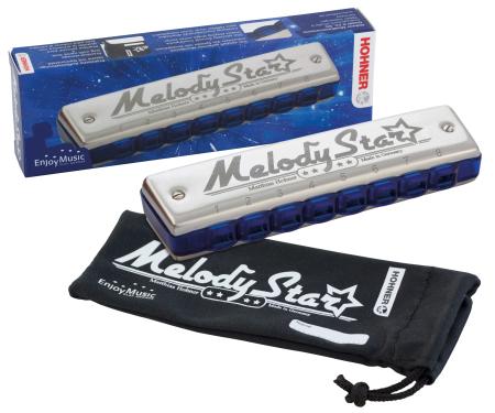 Hohner Melody Star C, Diatonische Mundharmonika, Tonumfang 2 Oktaven (c'-c'''), C-Stimmung, 4 Kanäle, 8 Löcher, ideal für Anfänger, Einzel- und Gruppenunterricht, Klassenmusizieren, Mundharmonika spielen lernen, Mundharmonikaunterricht, Lieferumfang