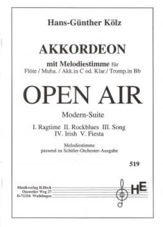 Open Air, Hans-Günther Kölz, Akkordeon, Melodieinstrument in Bb oder C, Kammermusik, Suite in 5 Sätzen, Wertungsstück, Elementarstufe, Wettbewerbsliteratur, Originalmusik, leicht-mittelschwer, Originalkomposition, Akkordeon Noten, Kammermusiknoten