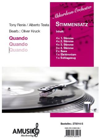 Quando, Quando, Quando, Tony Renis, Alberto Testa, Oliver Kruck, Akkordeon-Orchester, mittelschwer, Samba, Kultsong, Akkordeon Noten