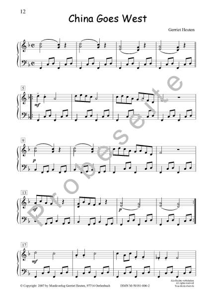 Sixpack 6, Boogie Woogie, Gerriet Heuten, Akkordeon-Solo, Standardbass MII, Spielheft, Soloband, Bassnoten lesen lernen, leicht-mittelschwer, unterschiedliche Genres, verschiedene Stilrichtungen, alternative Spielvorschläge, Akkordeon Noten, Probeseite