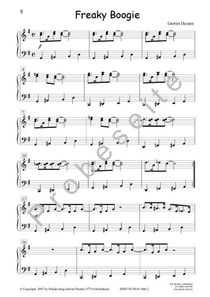 Sixpack 6, Boogie Woogie, Gerriet Heuten, Akkordeon-Solo, Standardbass MII, Spielheft, Soloband, Bassnoten lesen lernen, leicht-mittelschwer, unterschiedliche Genres, verschiedene Stilrichtungen, alternative Spielvorschläge, Akkordeon Noten, Beispielseite