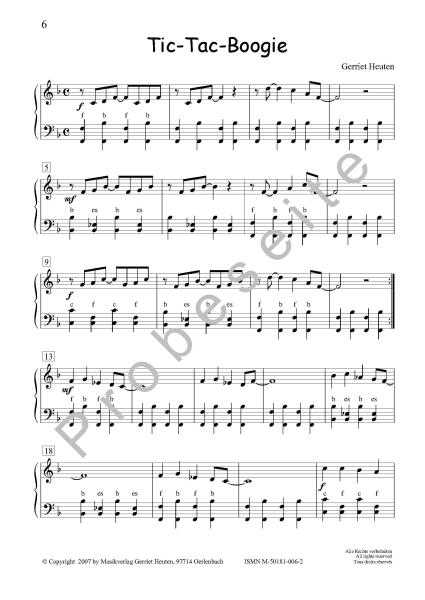 Sixpack 6, Boogie Woogie, Gerriet Heuten, Akkordeon-Solo, Standardbass MII, Spielheft, Soloband, Bassnoten lesen lernen, leicht-mittelschwer, unterschiedliche Genres, verschiedene Stilrichtungen, alternative Spielvorschläge, Akkordeon Noten, Einblick