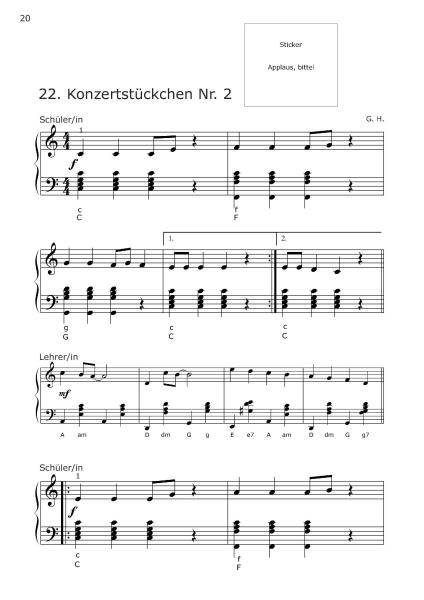 Akkordeonschule Band 2, Gerriet Heuten, Schulwerk für Akkordeon, Lehrwerk, sehr leicht, ​für Kinder, Vorschule, Grundschule, Akkordeonunterricht, Akkordeon spielen lernen, Akkordeon Noten, Blick in die Noten