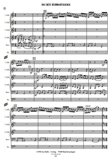 100 Takte Weihnachtslieder, Werner Heetfeld, Akkordeon-Orchester, Weihnachtsmusik, Originalmusik, Originalkomposition, leicht-mittelschwer, Akkordeon Noten, Notenbeispiel