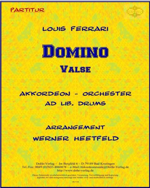 Domino, Louis Ferrari, Werner Heetfeld, Akkordeon-Orchester, Valse brillante, Walzer, mittelschwer, Akkordeon Noten, Cover