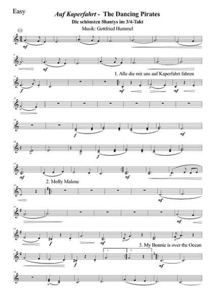 Auf Kaperfahrt - The Dancing Pirates, Gottfried Hummel, Akkordeonorchester, Medley, Potpourri, Shantys, Piraten, Kaperfahrt, leicht-mittelschwer, Akkordeon Noten