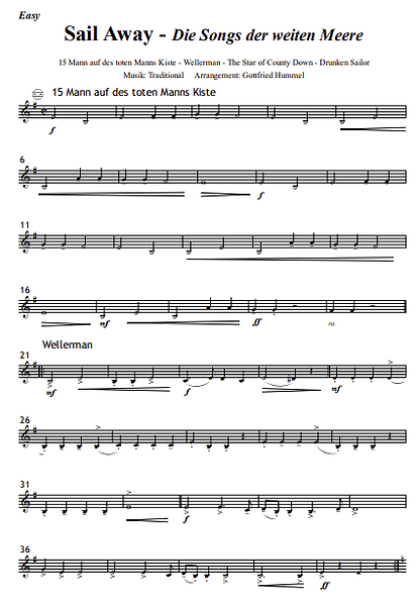 Sail Away - Die Songs der weiten Meere, Gottfried Hummel, Akkordeonorchester, Medley, Potpourri, Shantys, Seemannslieder, Piraten, Kaperfahrt, leicht-mittelschwer, Akkordeon Noten