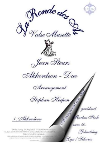 La Ronde des As, Jean Steurs, Stephan Heepen, Spielstück, Akkordeon-Duo, Piano-Akkordeon und Knopfgriff-Akkordeon, Standardbass MII, Valse Musette, Walzer, mittelschwer, Akkordeon Noten