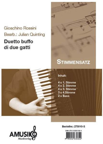 Duetto buffo di due gatti, Gioachino Rossini, Julian Quinting, Akkordeon-Ensemble, Akkordeon-Orchester, Katzenduett, mittelschwer, Akkordeon Noten