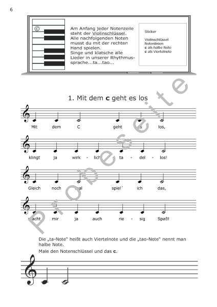 Akkordeonschule Band 1, Gerriet Heuten, Schulwerk für Akkordeon, Lehrwerk, sehr leicht, ​für Kinder, Vorschule, Grundschule, Akkordeonunterricht, Akkordeon spielen lernen, Akkordeon Noten, Beispielseite