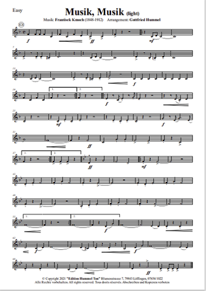 Musik, Musik, Frantisek Kmoch, Gottfried Hummel, Akkordeonorchester, Marsch, Marschmusik, Evergreen, leicht-mittelschwer, Akkordeon Noten